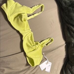 Good American Neon Yellow Bikini Top
